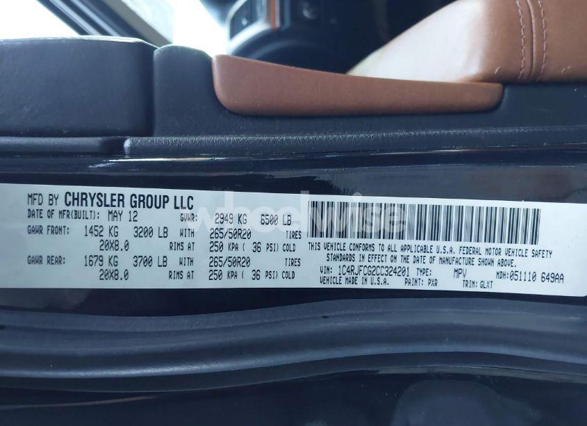 Photo 9 of 2012 Jeep Grand CHEROKEE OVERLAND (VIN 1C4RJFCG2CC324201)