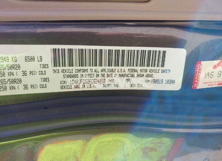 Photo 9 of 2015 Jeep Grand CHEROKEE OVERLAND (VIN 1C4RJFCG2FC624258)