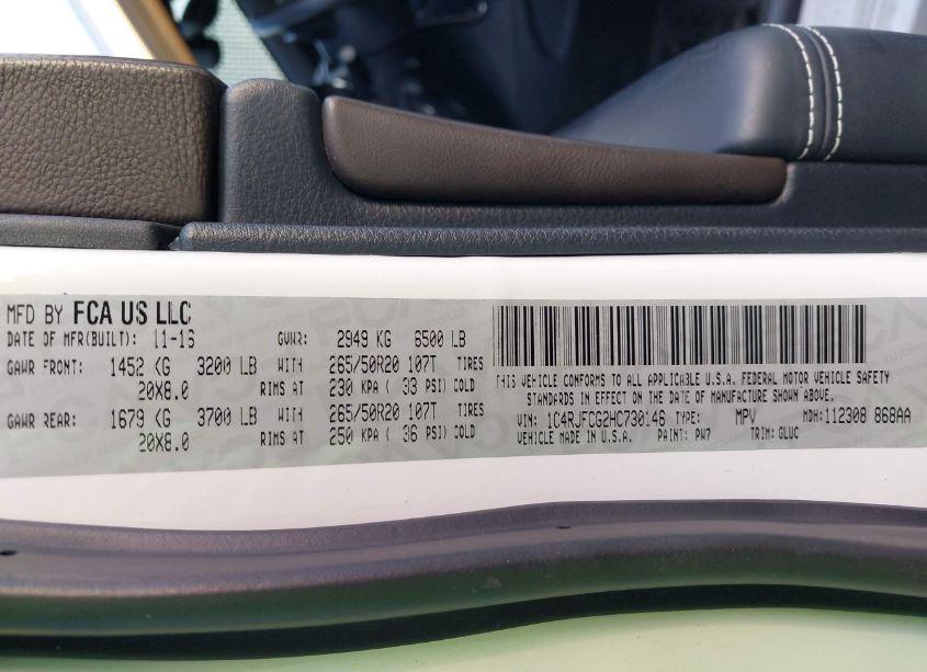 Photo 9 of 2017 Jeep Grand CHEROKEE OVERLAND 4X4 (VIN 1C4RJFCG2HC730146)