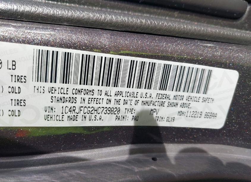 Photo 9 of 2017 Jeep Grand CHEROKEE OVERLAND 4X4 (VIN 1C4RJFCG2HC739820)