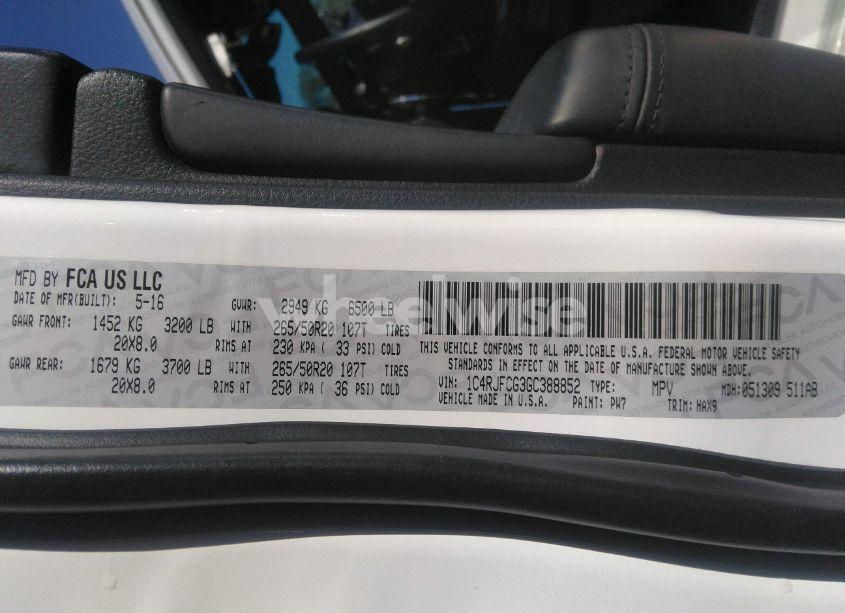 Photo 9 of 2016 Jeep Grand CHEROKEE HIGH ALTITUDE (VIN 1C4RJFCG3GC388852)