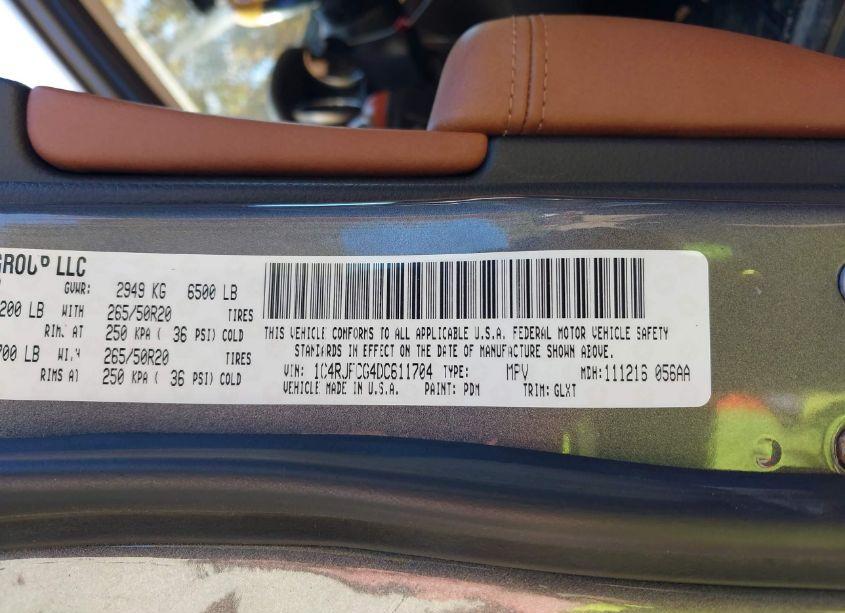 Photo 9 of 2013 Jeep Grand CHEROKEE OVERLAND (VIN 1C4RJFCG4DC611704)