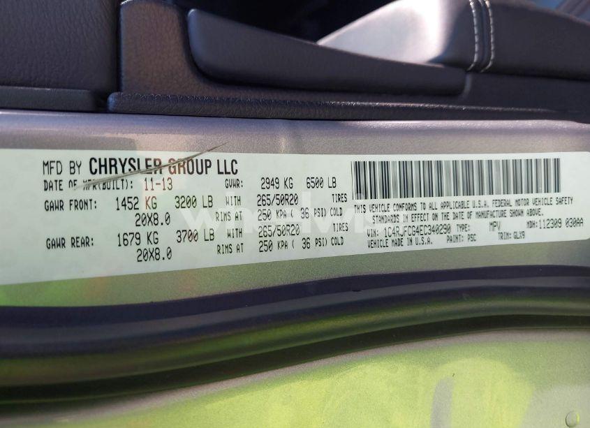 Photo 9 of 2014 Jeep Grand CHEROKEE OVERLAND (VIN 1C4RJFCG4EC340290)