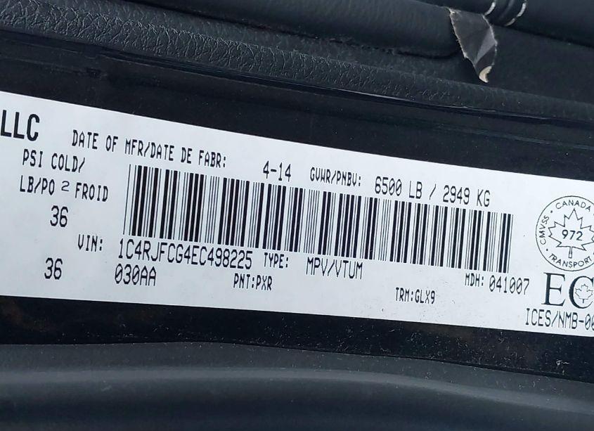 Photo 9 of 2014 Jeep Grand CHEROKEE OVERLAND (VIN 1C4RJFCG4EC498225)