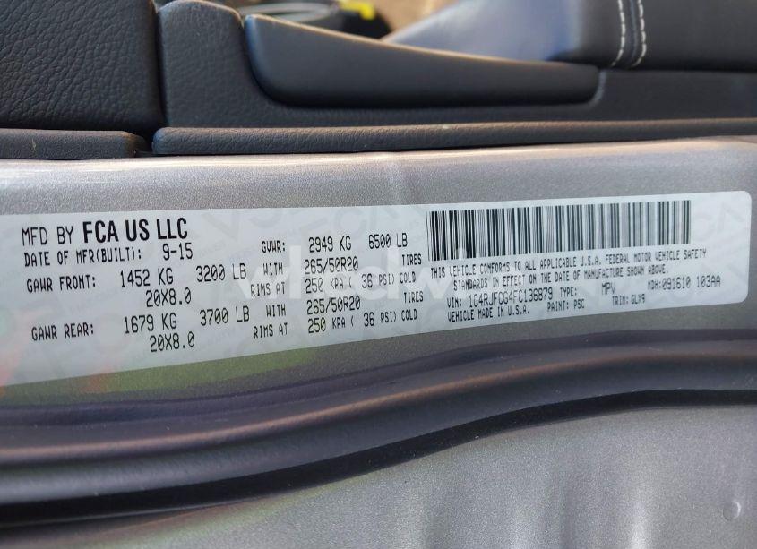 Photo 9 of 2015 Jeep Grand CHEROKEE OVERLAND (VIN 1C4RJFCG4FC136879)