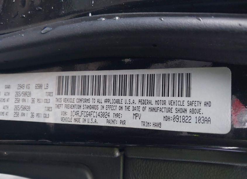 Photo 9 of 2015 Jeep Grand CHEROKEE HIGH ALTITUDE (VIN 1C4RJFCG4FC143024)