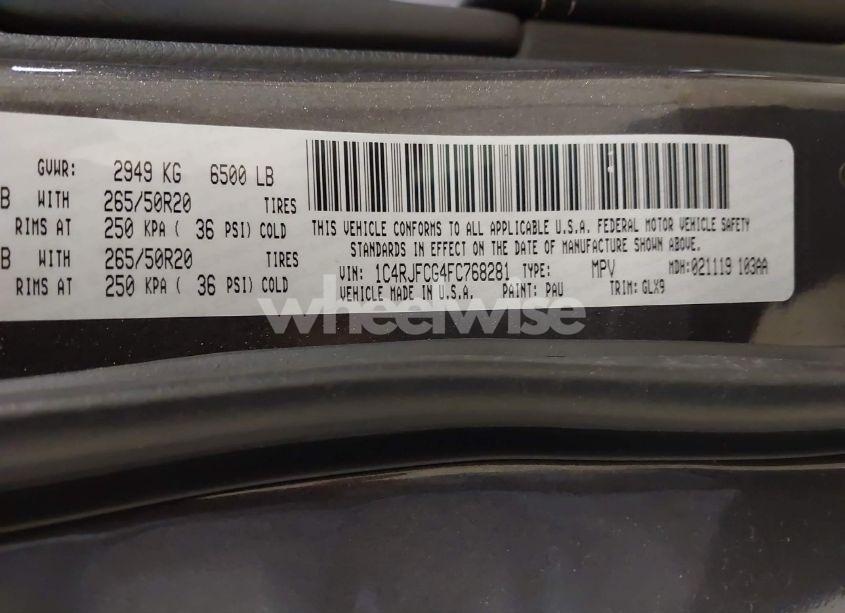 Photo 9 of 2015 Jeep Grand CHEROKEE OVERLAND (VIN 1C4RJFCG4FC768281)