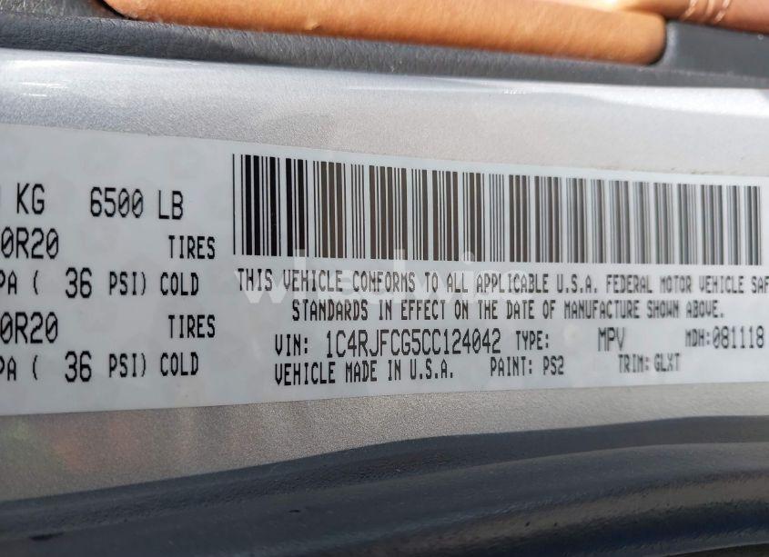 Photo 9 of 2012 Jeep Grand CHEROKEE OVERLAND (VIN 1C4RJFCG5CC124042)