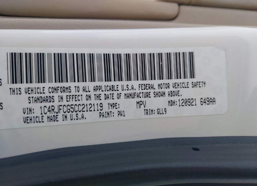 Photo 9 of 2012 Jeep Grand CHEROKEE OVERLAND (VIN 1C4RJFCG5CC212119)