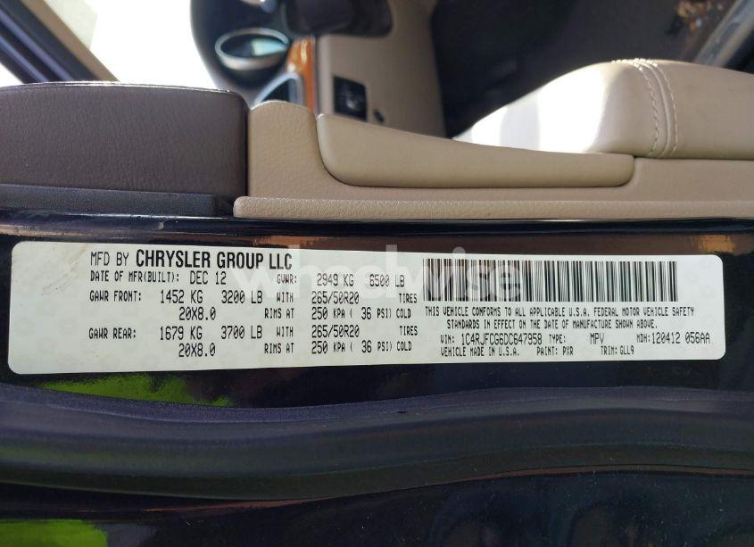 Photo 9 of 2013 Jeep Grand CHEROKEE OVERLAND (VIN 1C4RJFCG6DC647958)