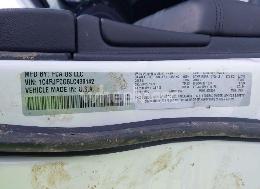 Photo 9 of 2020 Jeep Grand CHEROKEE HIGH ALTITUDE 4X4 (VIN 1C4RJFCG6LC439142)