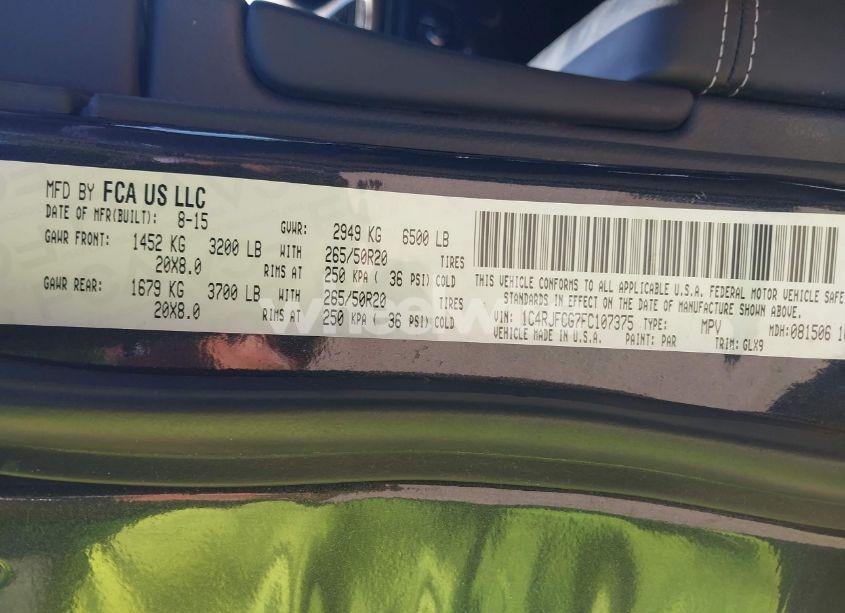 Photo 9 of 2015 Jeep Grand CHEROKEE OVERLAND (VIN 1C4RJFCG7FC107375)