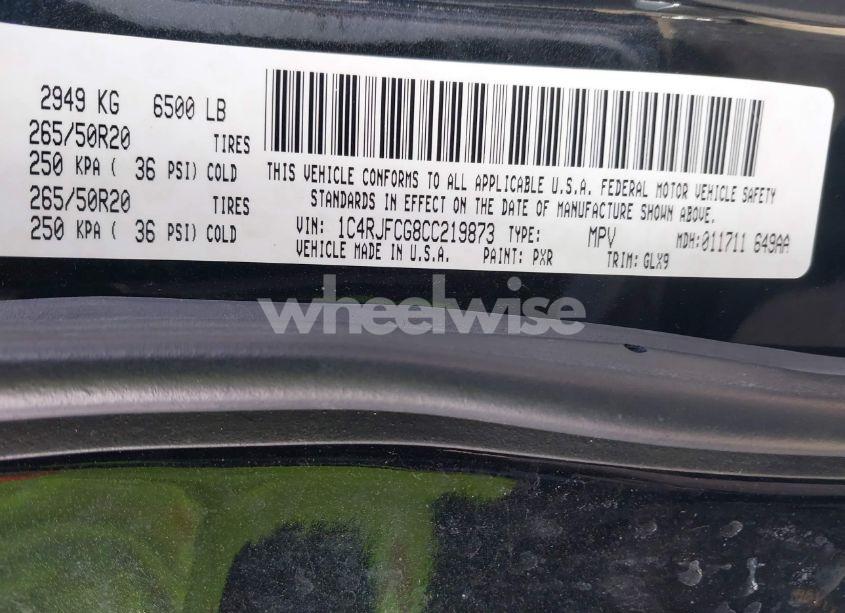 Photo 9 of 2012 Jeep Grand CHEROKEE OVERLAND (VIN 1C4RJFCG8CC219873)