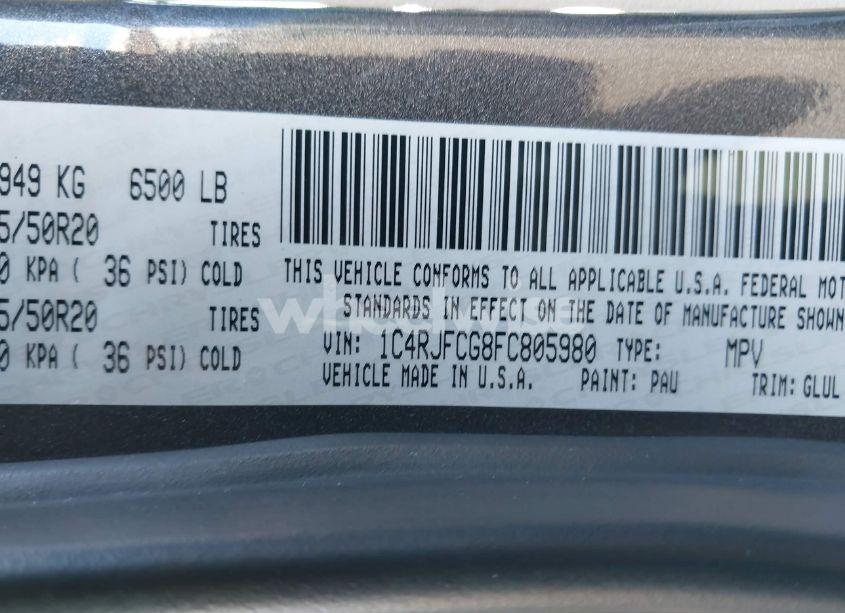 Photo 9 of 2015 Jeep Grand CHEROKEE OVERLAND (VIN 1C4RJFCG8FC805980)