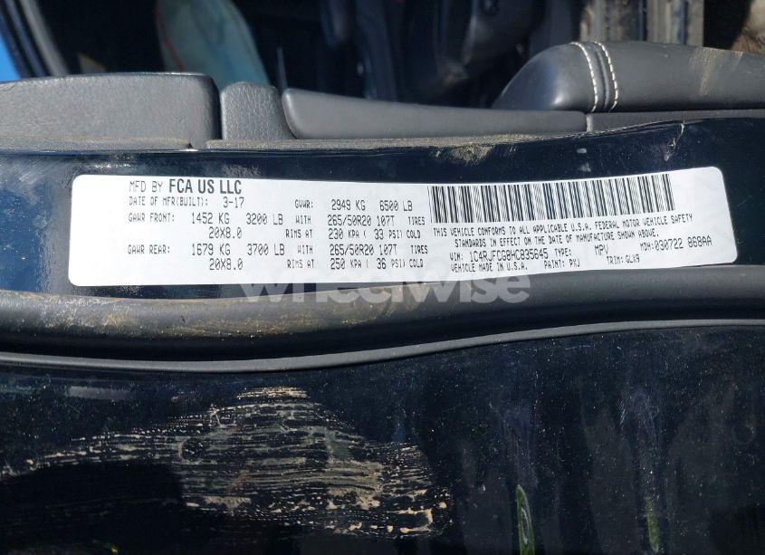 Photo 9 of 2017 Jeep Grand CHEROKEE OVERLAND 4X4 (VIN 1C4RJFCG8HC835645)