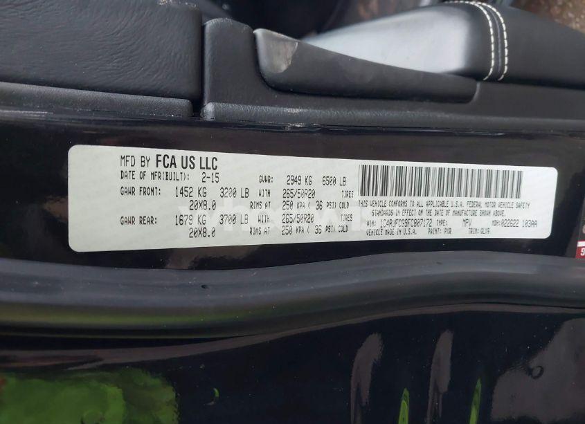 Photo 9 of 2015 Jeep Grand CHEROKEE OVERLAND (VIN 1C4RJFCG9FC807172)