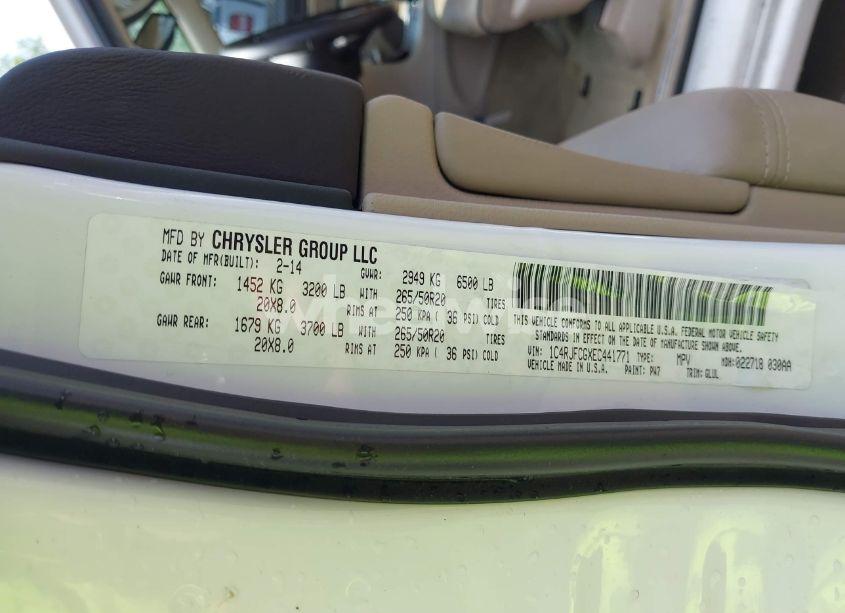 Photo 9 of 2014 Jeep Grand CHEROKEE OVERLAND (VIN 1C4RJFCGXEC441771)