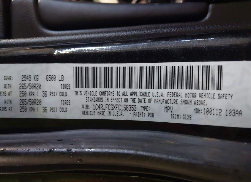 Photo 9 of 2015 Jeep Grand CHEROKEE OVERLAND (VIN 1C4RJFCGXFC158353)