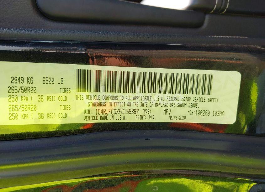 Photo 9 of 2015 Jeep Grand CHEROKEE OVERLAND (VIN 1C4RJFCGXFC159387)