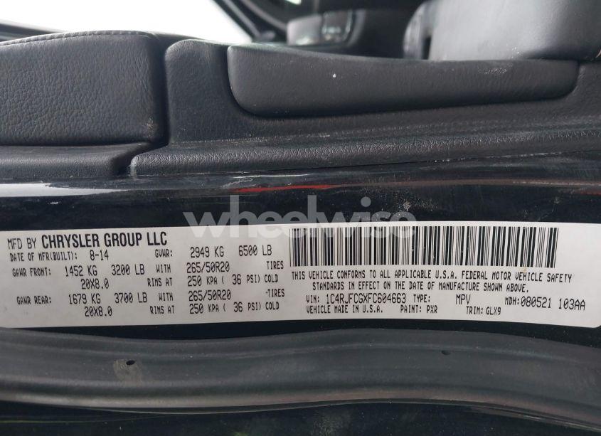 Photo 9 of 2015 Jeep Grand CHEROKEE OVERLAND (VIN 1C4RJFCGXFC604663)