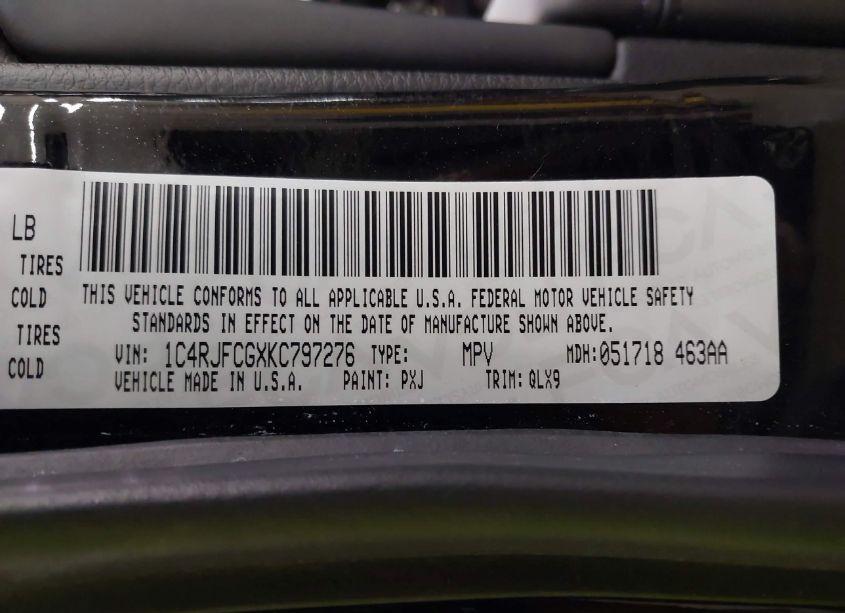 Photo 9 of 2019 Jeep Grand CHEROKEE HIGH ALTITUDE 4X4 (VIN 1C4RJFCGXKC797276)