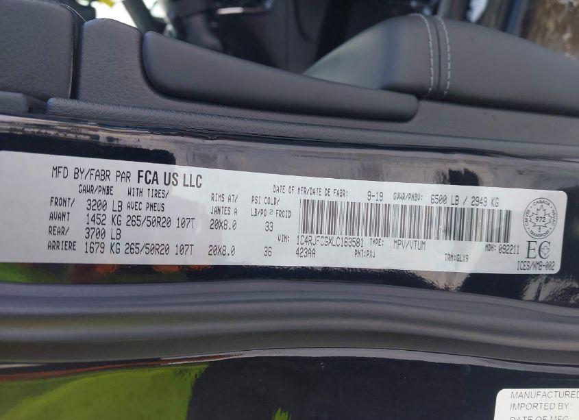 Photo 9 of 2020 Jeep Grand CHEROKEE OVERLAND (VIN 1C4RJFCGXLC163581)