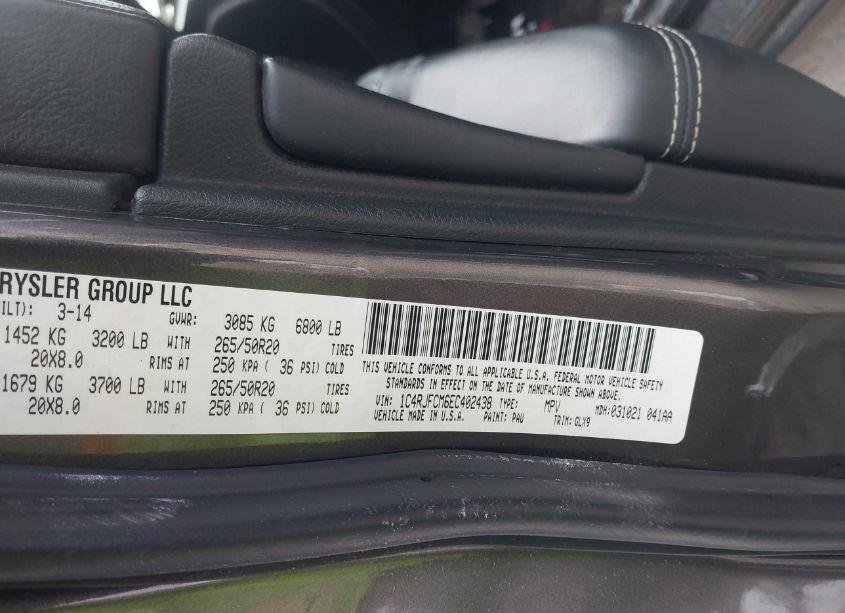 Photo 9 of 2014 Jeep Grand CHEROKEE OVERLAND (VIN 1C4RJFCM6EC402438)