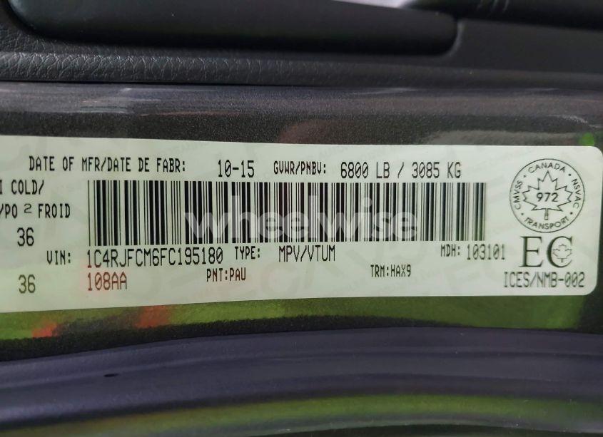 Photo 9 of 2015 Jeep Grand CHEROKEE OVERLAND (VIN 1C4RJFCM6FC195180)