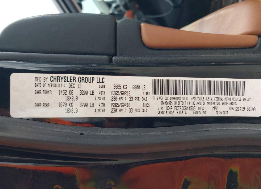 Photo 9 of 2013 Jeep Grand CHEROKEE OVERLAND (VIN 1C4RJFCT0DC644535)