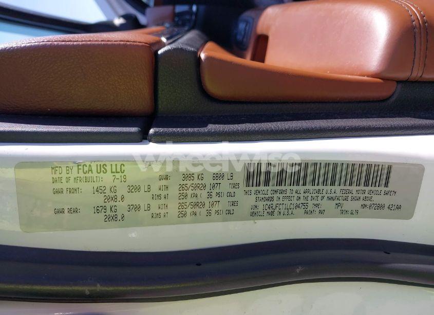 Photo 9 of 2020 Jeep Grand CHEROKEE OVERLAND 4X4 (VIN 1C4RJFCT1LC104755)