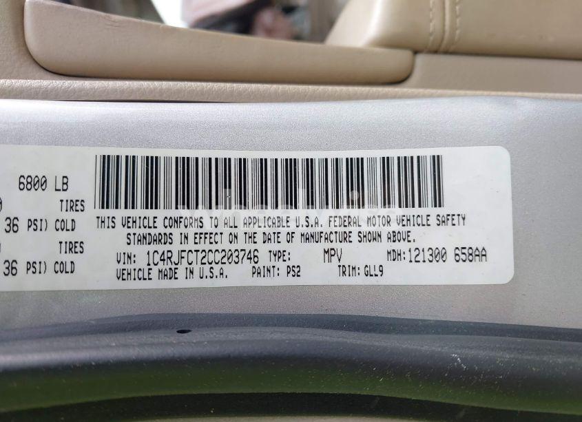 Photo 9 of 2012 Jeep Grand CHEROKEE OVERLAND (VIN 1C4RJFCT2CC203746)