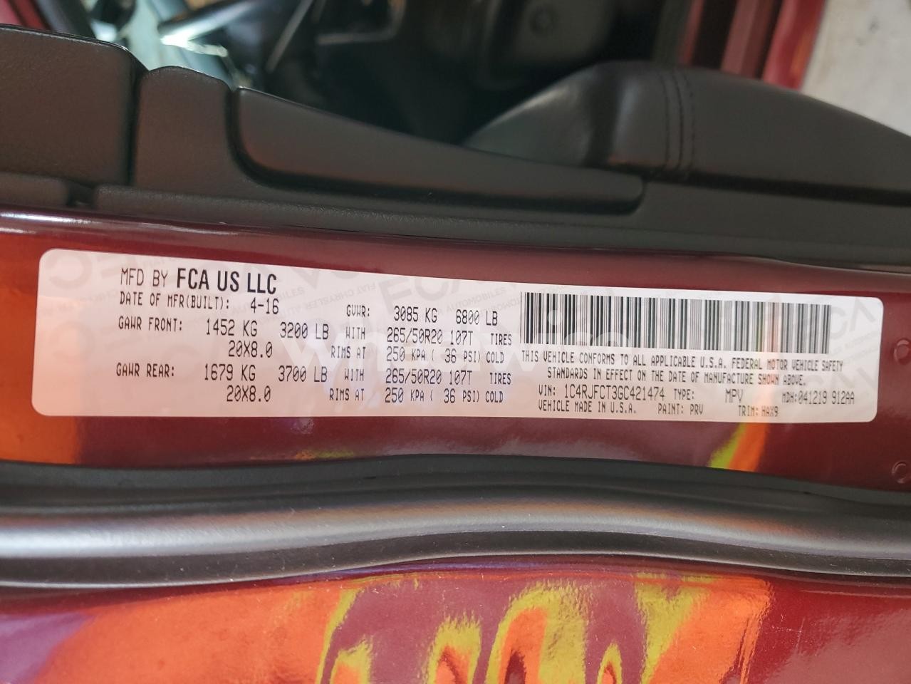 Photo 12 of 2016 JEEP GRAND CHEROKEE OVERLAND (VIN 1C4RJFCT3GC421474)