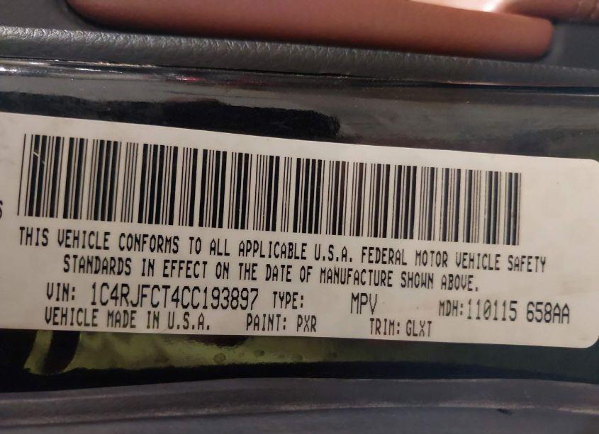 Photo 9 of 2012 Jeep Grand CHEROKEE OVERLAND (VIN 1C4RJFCT4CC193897)