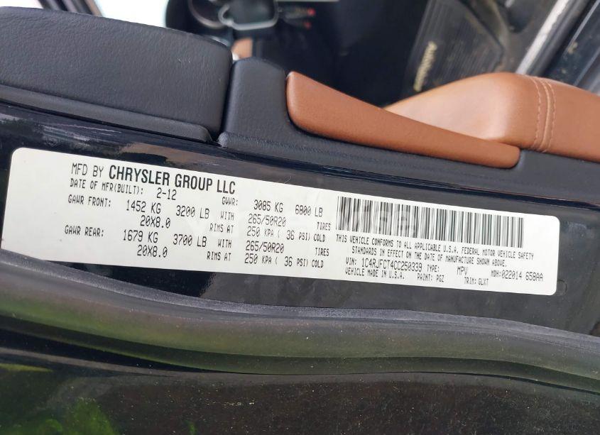 Photo 9 of 2012 Jeep Grand CHEROKEE OVERLAND (VIN 1C4RJFCT4CC250339)