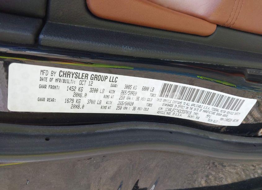 Photo 9 of 2013 Jeep Grand CHEROKEE OVERLAND (VIN 1C4RJFCT4DC537018)