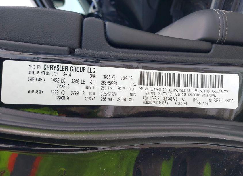 Photo 9 of 2014 Jeep Grand CHEROKEE OVERLAND (VIN 1C4RJFCT4EC441701)