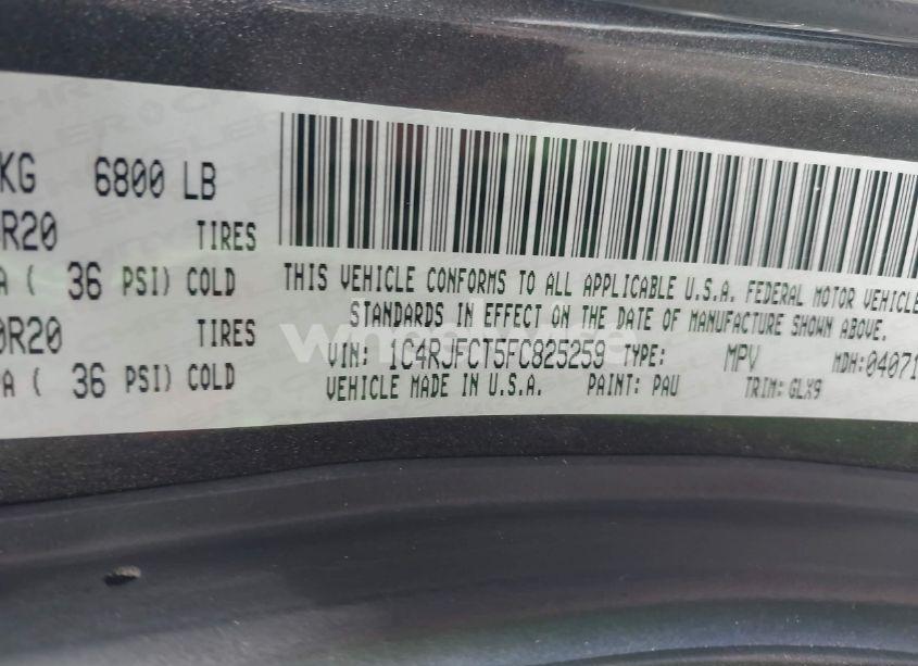 Photo 9 of 2015 Jeep Grand CHEROKEE OVERLAND (VIN 1C4RJFCT5FC825259)