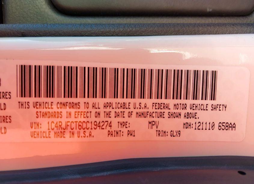 Photo 9 of 2012 Jeep Grand CHEROKEE OVERLAND (VIN 1C4RJFCT6CC194274)
