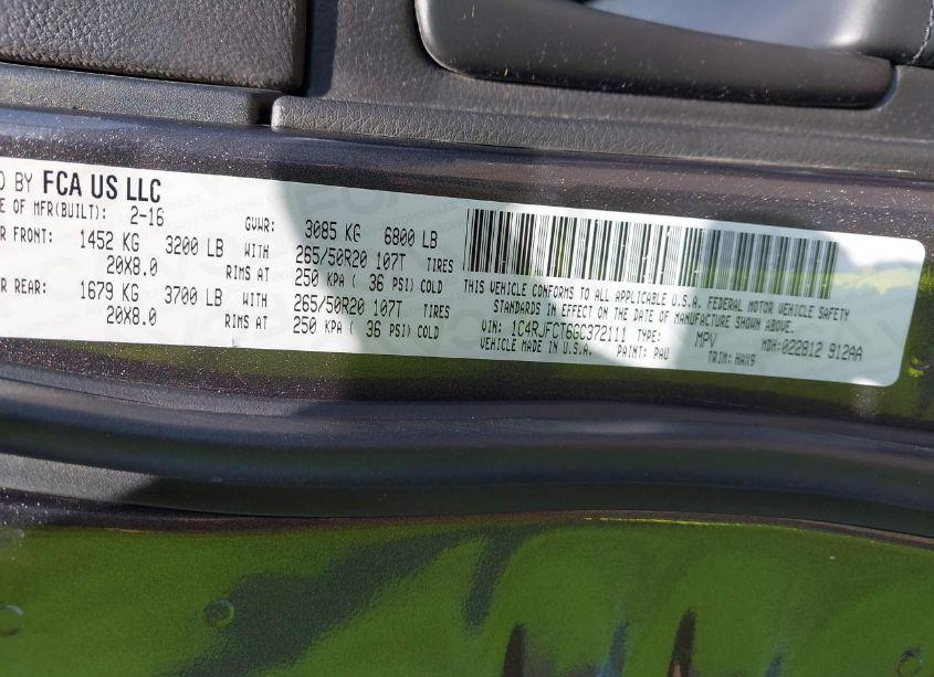 Photo 9 of 2016 Jeep Grand CHEROKEE HIGH ALTITUDE (VIN 1C4RJFCT6GC372111)