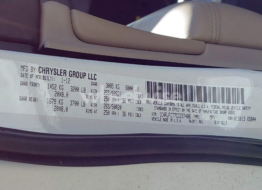 Photo 9 of 2012 Jeep Grand CHEROKEE OVERLAND (VIN 1C4RJFCT7CC237486)