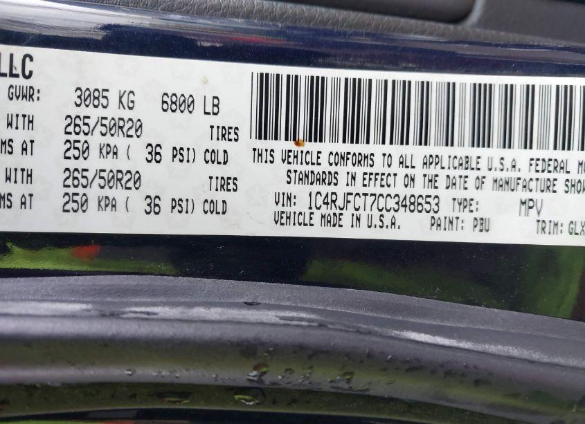 Photo 9 of 2012 Jeep Grand CHEROKEE OVERLAND (VIN 1C4RJFCT7CC348653)