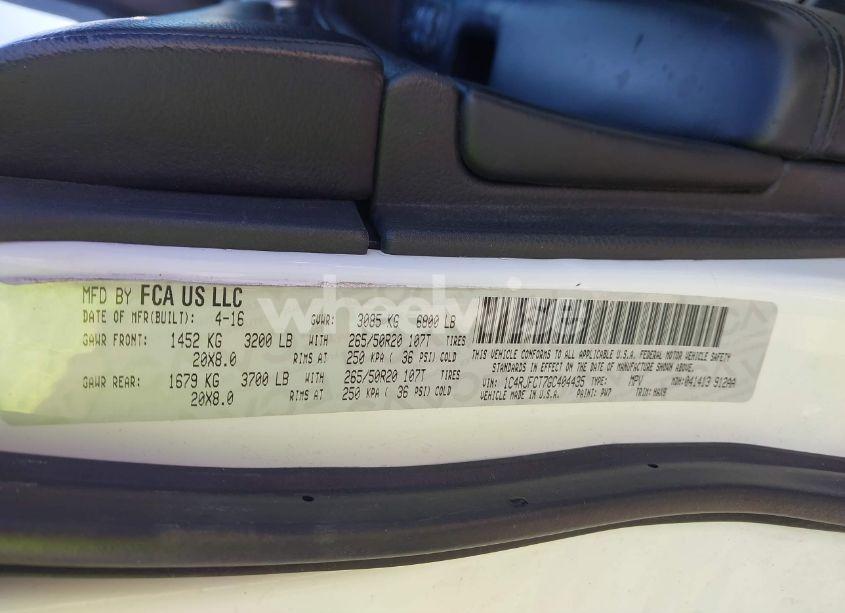 Photo 9 of 2016 Jeep Grand CHEROKEE HIGH ALTITUDE (VIN 1C4RJFCT7GC404435)