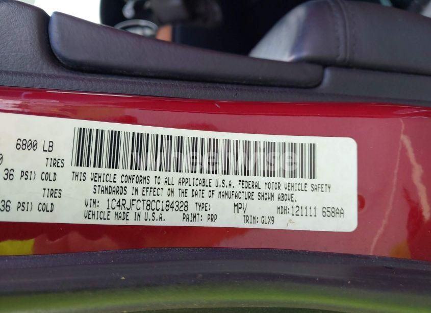 Photo 9 of 2012 Jeep Grand CHEROKEE OVERLAND (VIN 1C4RJFCT8CC184328)