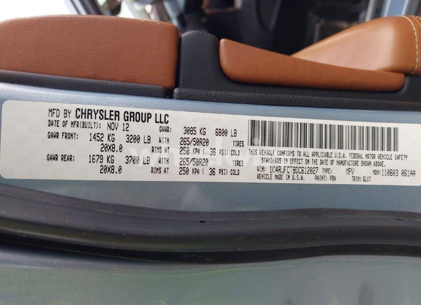 Photo 9 of 2013 Jeep Grand CHEROKEE OVERLAND SUMMIT (VIN 1C4RJFCT8DC612027)