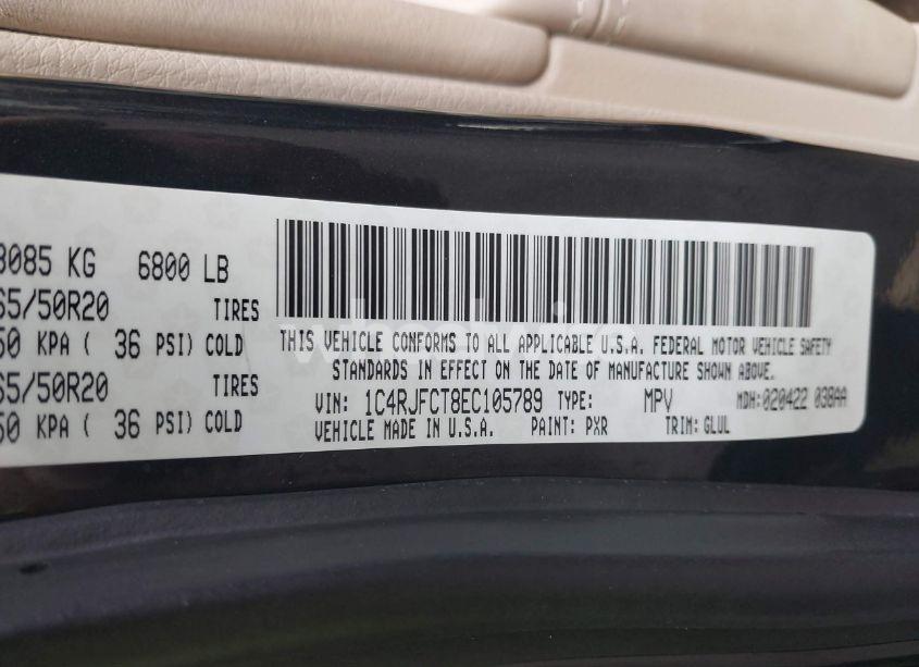 Photo 9 of 2014 Jeep Grand CHEROKEE OVERLAND (VIN 1C4RJFCT8EC105789)