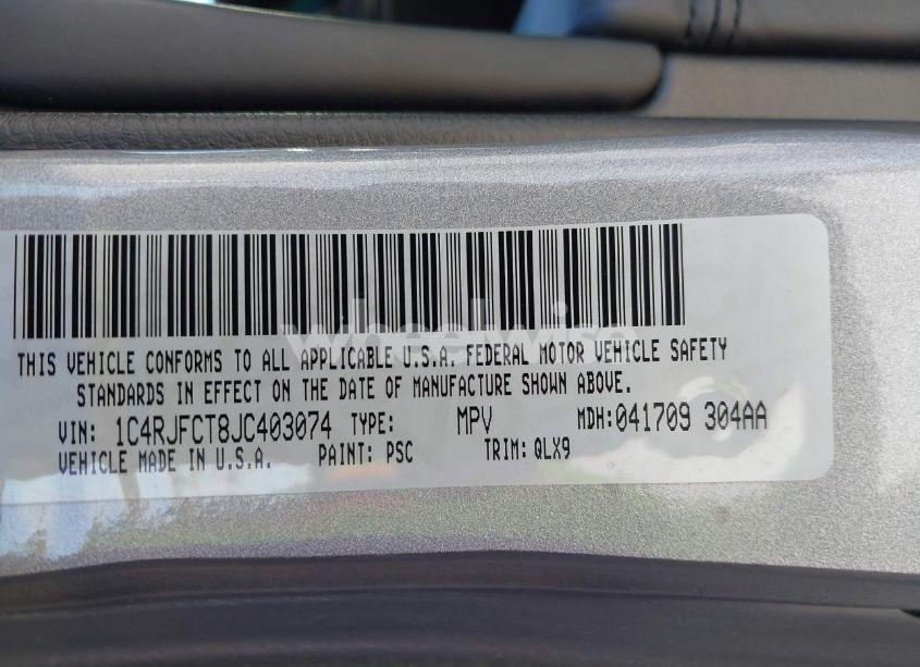 Photo 9 of 2018 Jeep Grand CHEROKEE HIGH ALTITUDE 4X4 (VIN 1C4RJFCT8JC403074)