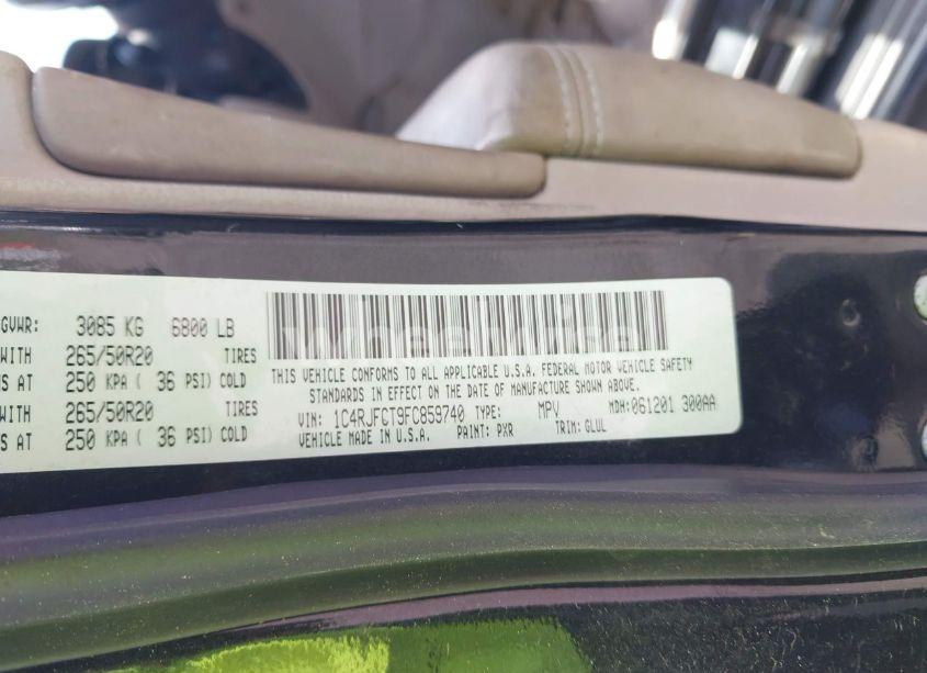 Photo 9 of 2015 Jeep Grand CHEROKEE OVERLAND (VIN 1C4RJFCT9FC859740)