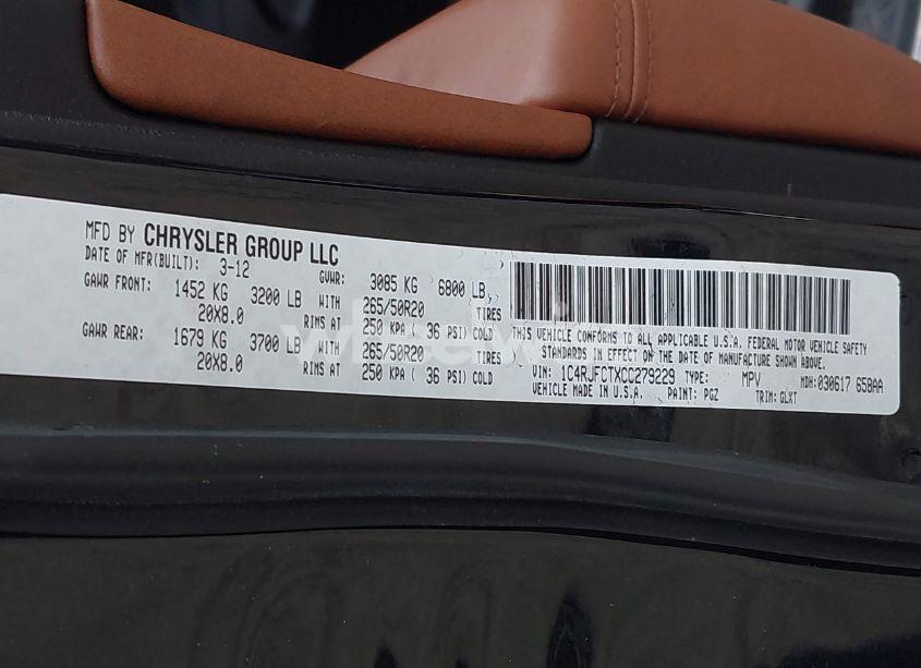 Photo 9 of 2012 Jeep Grand CHEROKEE OVERLAND (VIN 1C4RJFCTXCC279229)