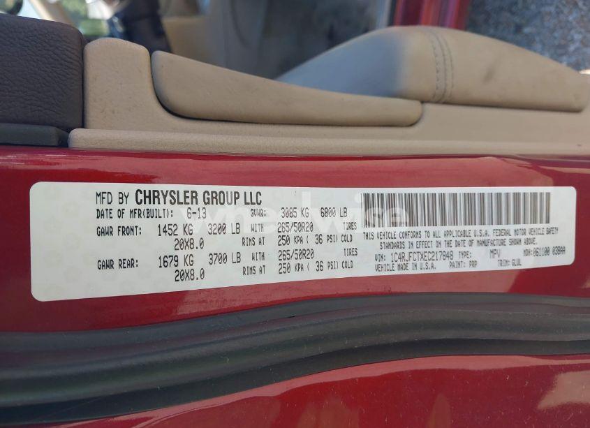 Photo 9 of 2014 Jeep Grand CHEROKEE OVERLAND (VIN 1C4RJFCTXEC217848)