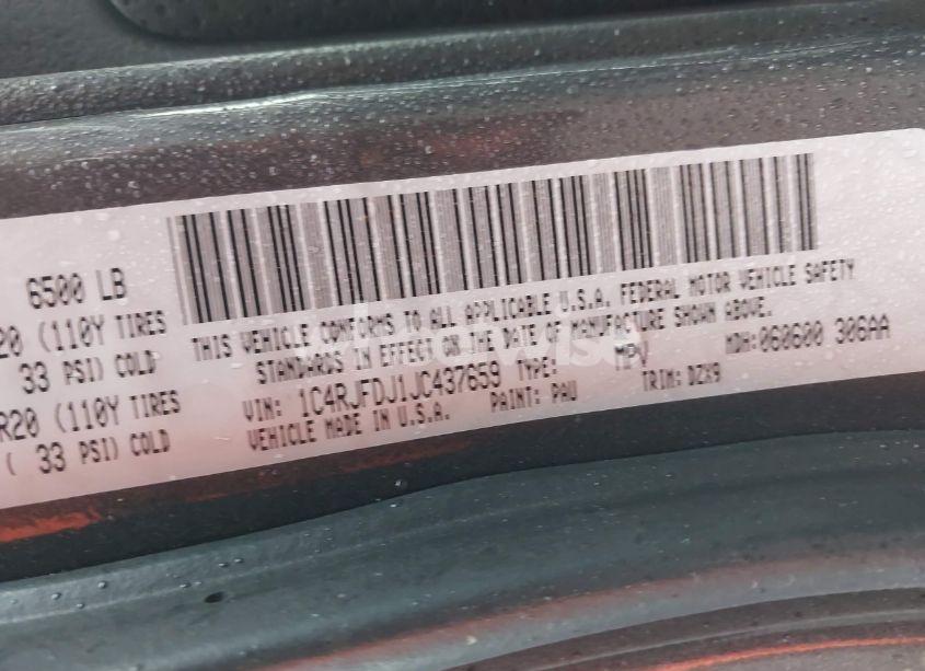 Photo 9 of 2018 Jeep Grand CHEROKEE SRT 4X4 (VIN 1C4RJFDJ1JC437659)